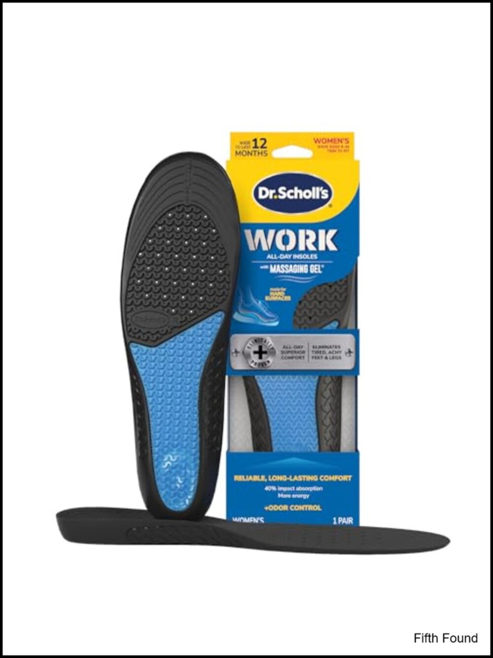 Work All-Day Comfort Insoles Massaging Gel Women Trim to Fit